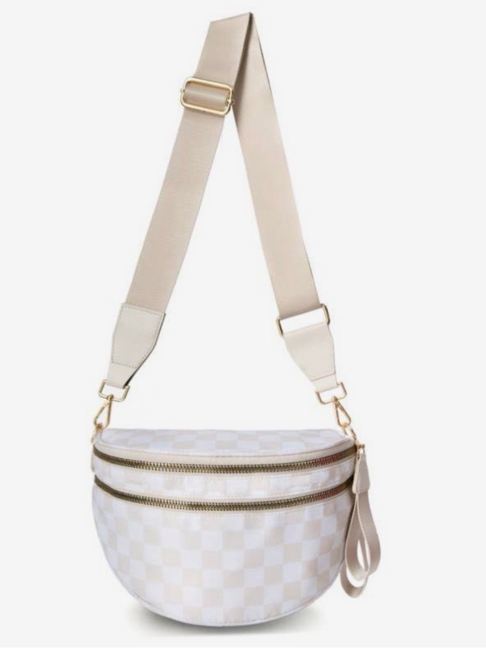 Cream Checker Crossbody  Bum Bag